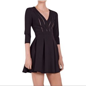 Ba&sh Black Nara Fit and Flare V Neck Mini Dress Size FR 2/ US M